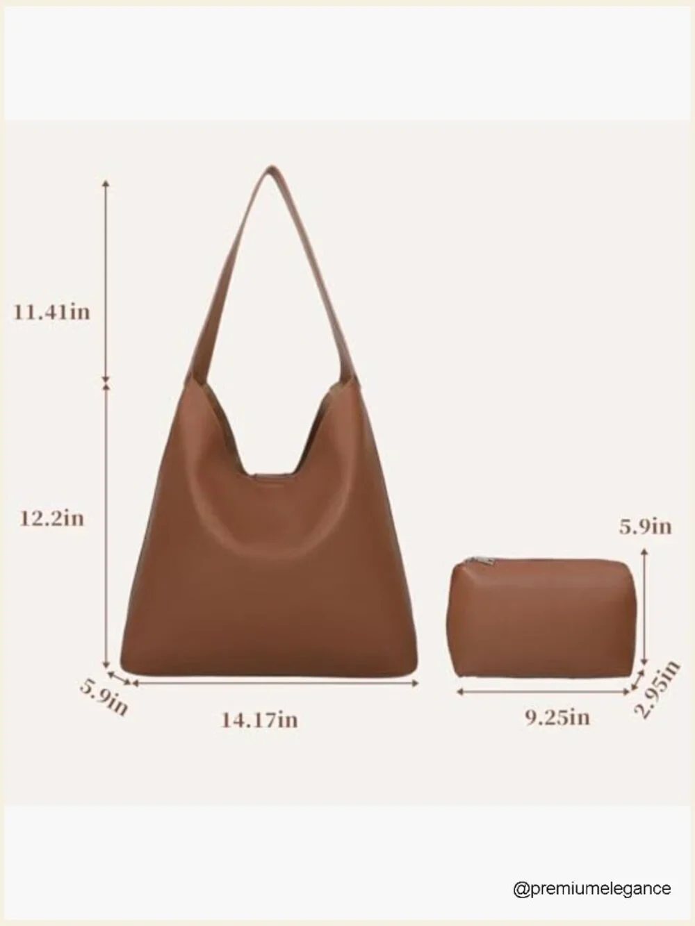Slouchy Vegan Leather Hobo Tote, Large Capacity Shoulder Bag for Work Travel